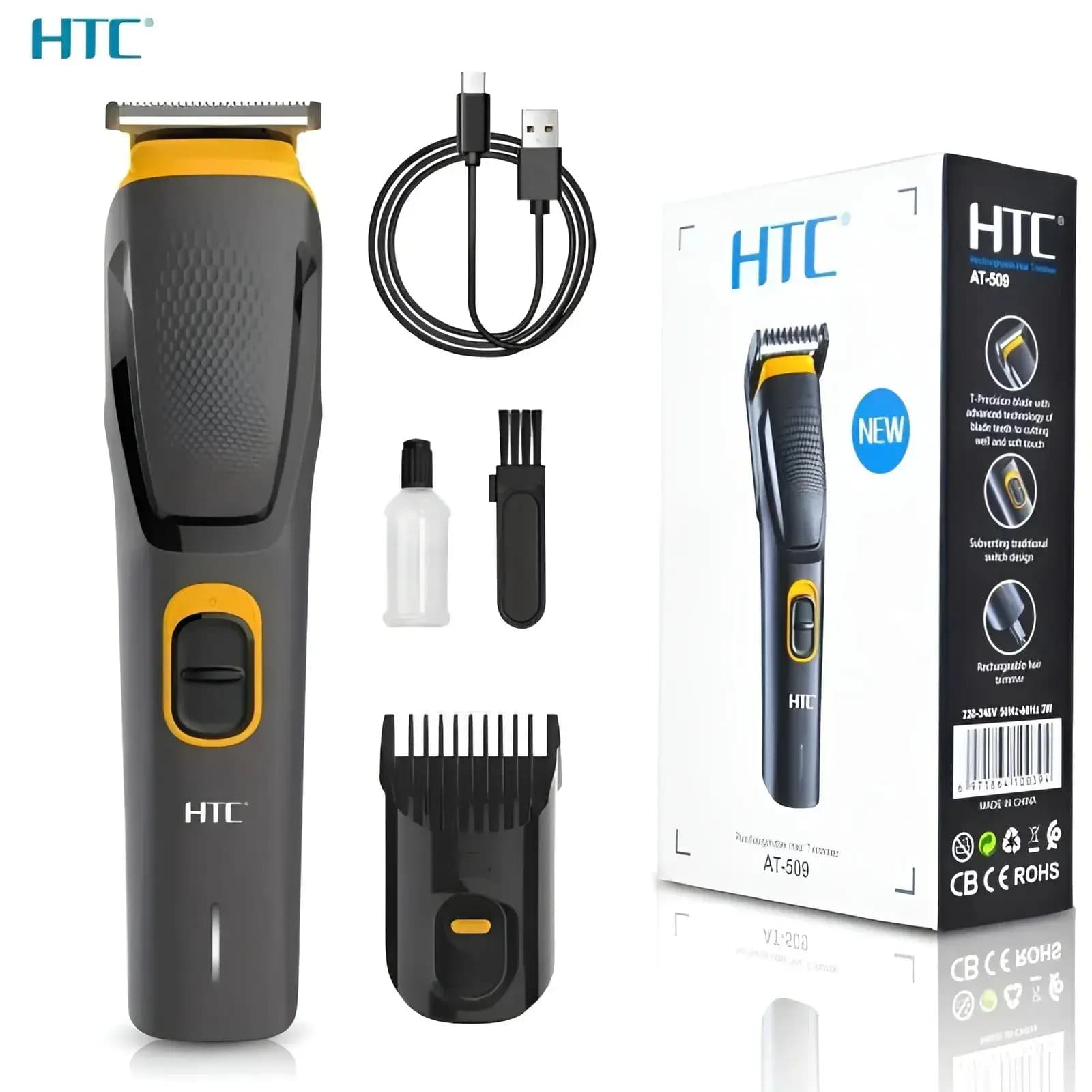 HTC AT-509 Cordless & Rechargeable Trimmer with 8 Length Settings