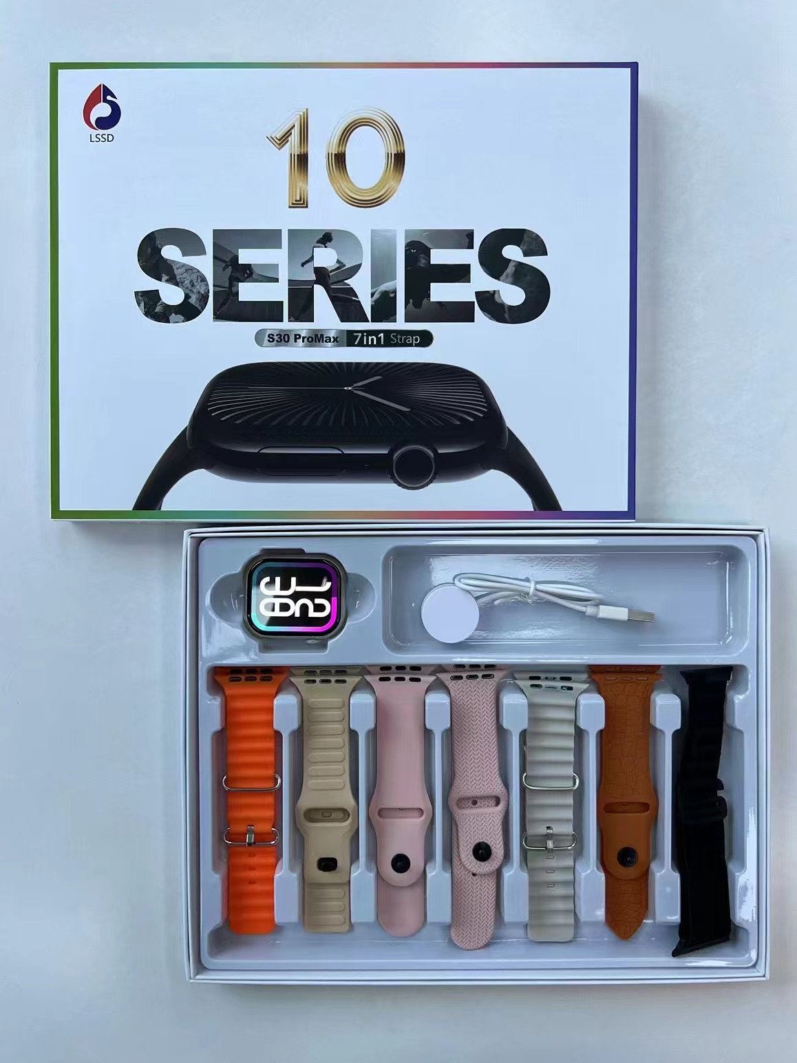 S30 Pro Max Smart Watch with 7 Straps. Series 10 Infinity Screen Bluetooth Calling Smartwatch